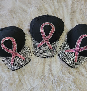 Breast Cancer Ribbon Bling Cap